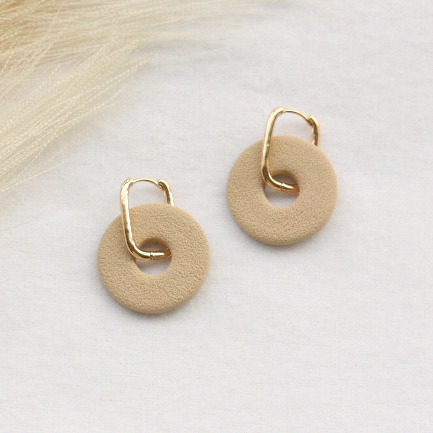 Beige Loop Hoop | Polymer Clay Earrings