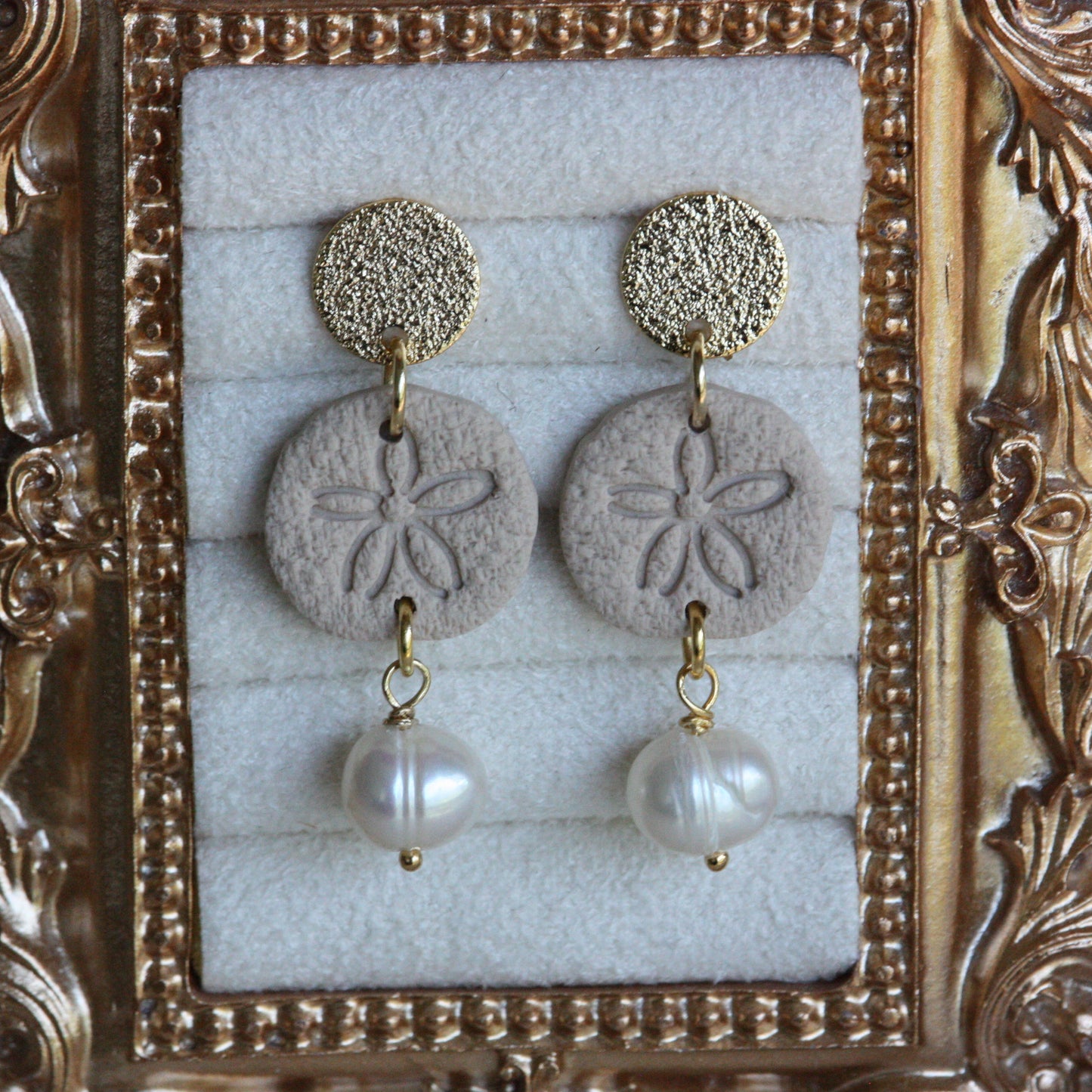 Sand Dollar Dangles | Polymer Clay Earrings