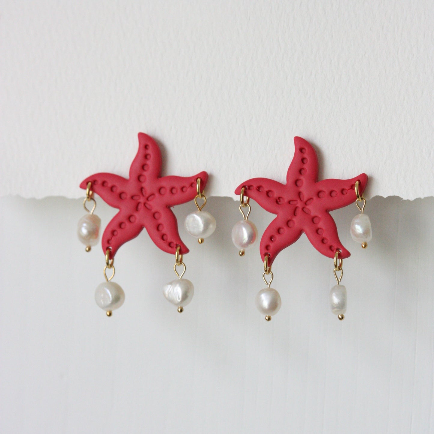 Pearly Starfish | Polymer Clay Earrings