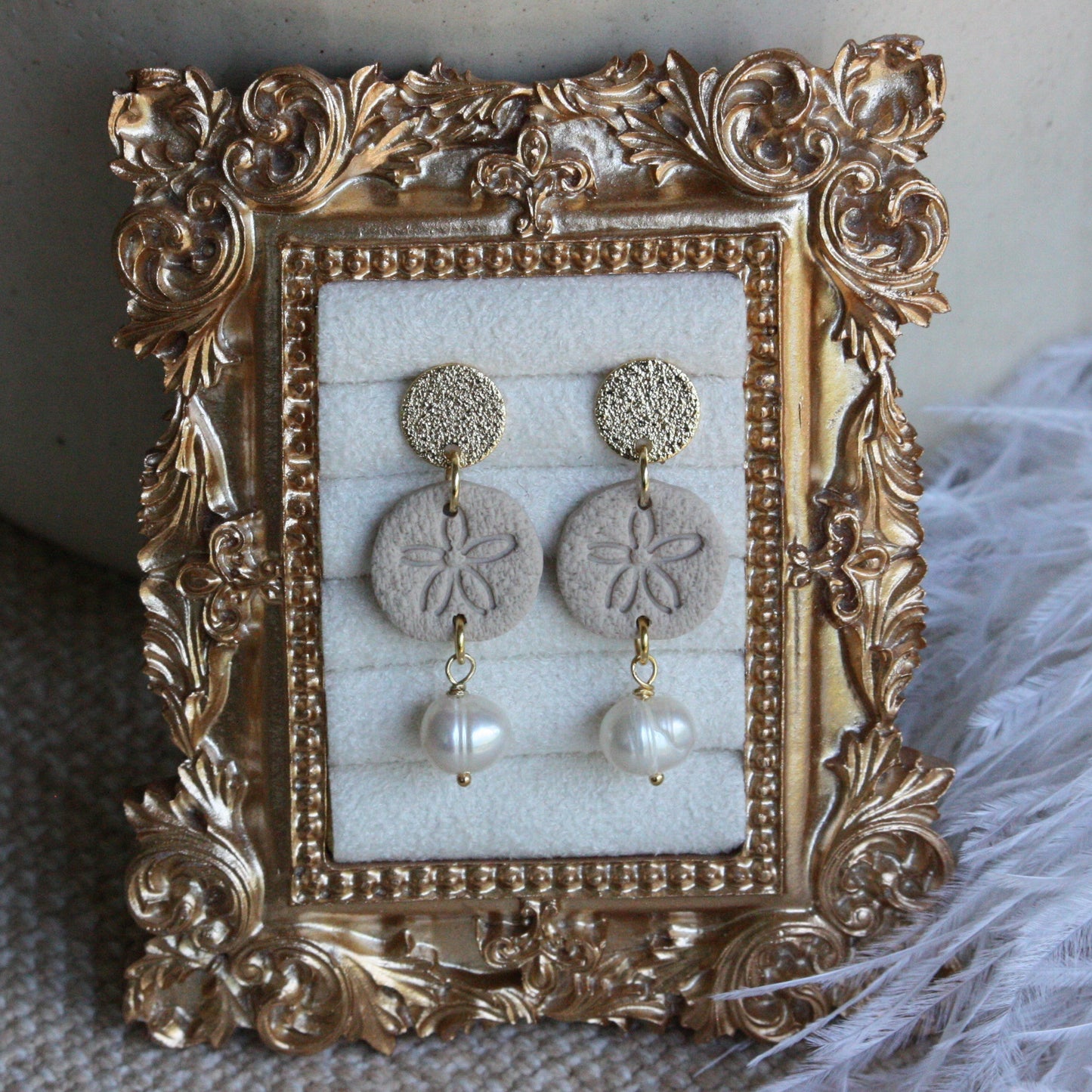 Sand Dollar Dangles | Polymer Clay Earrings