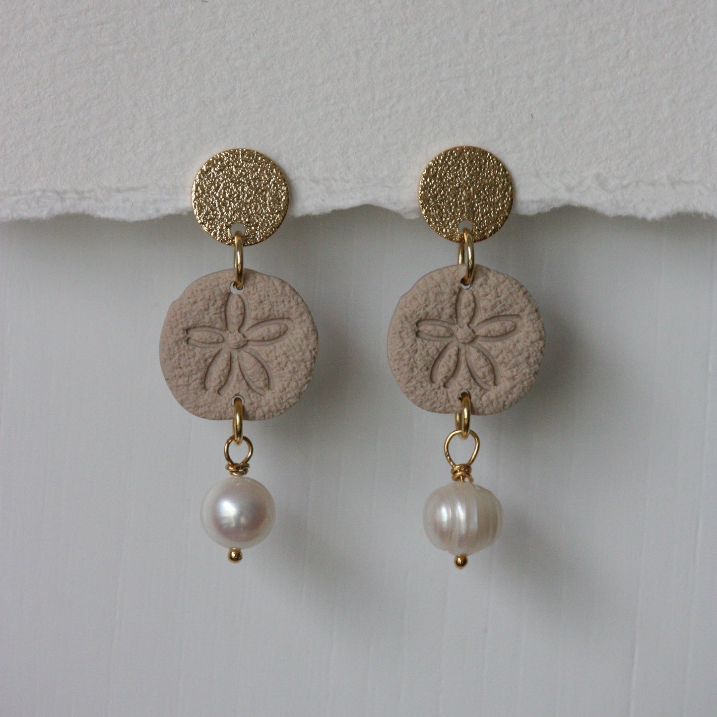 Sand Dollar Dangles | Polymer Clay Earrings