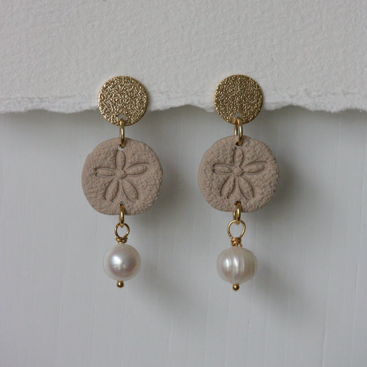 Sand Dollar Dangles | Polymer Clay Earrings