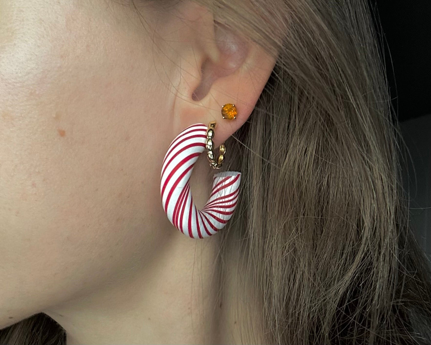 Chunky Candy Cane Hoops