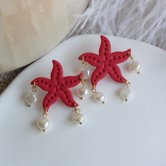 Pearly Starfish | Polymer Clay Earrings