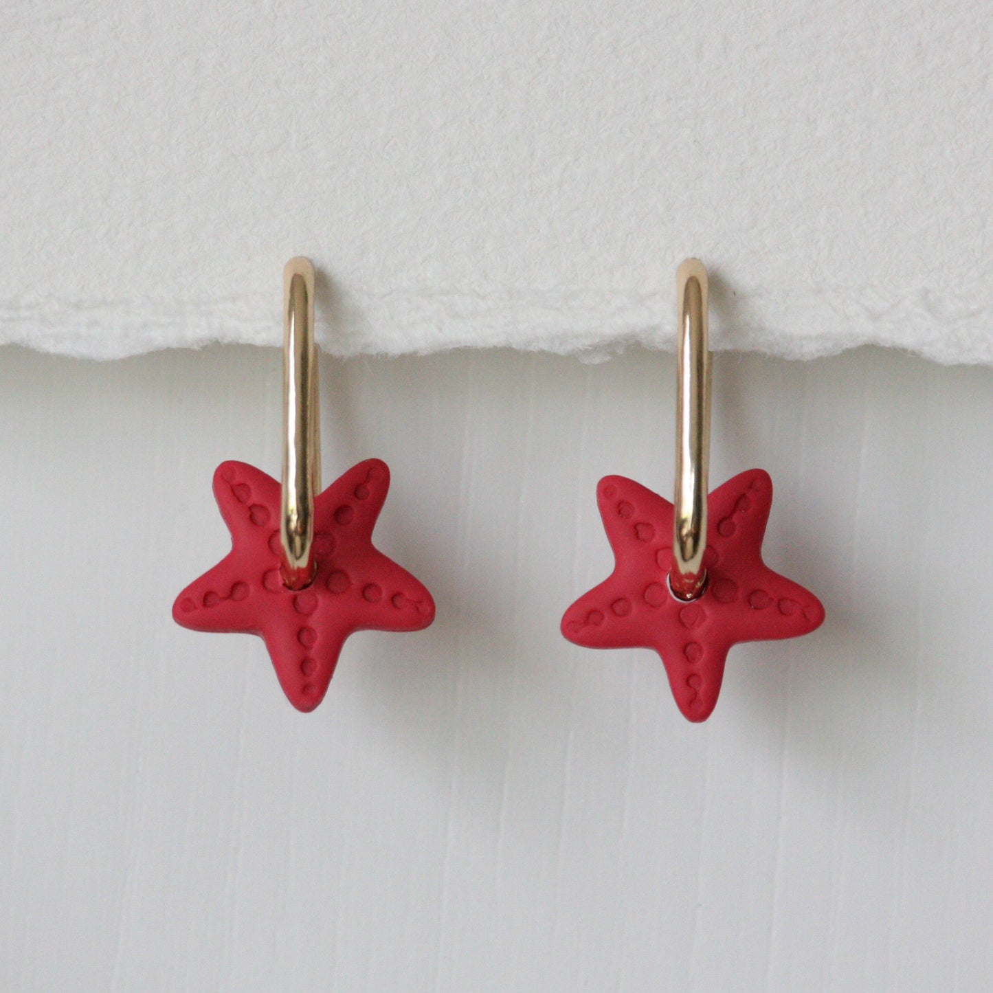 Pink Starfish Hoop | Polymer Clay Earrings
