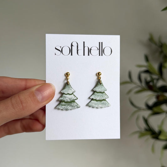 Frosted Christmas Trees | Polymer Clay Earrings