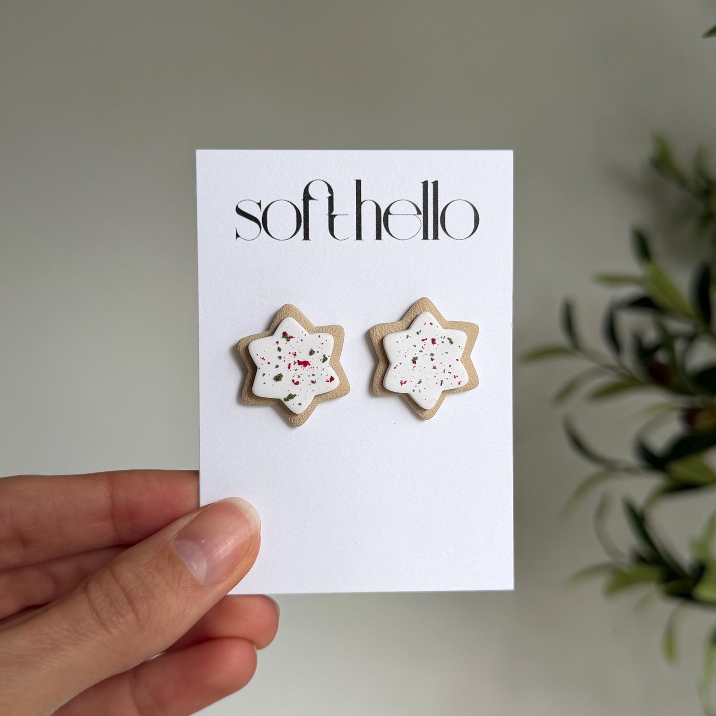 Holiday Star Cookie Studs | Polymer Clay Earrings