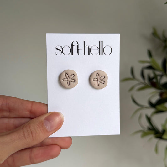 Sand Dollar Studs | Polymer Clay Earrings