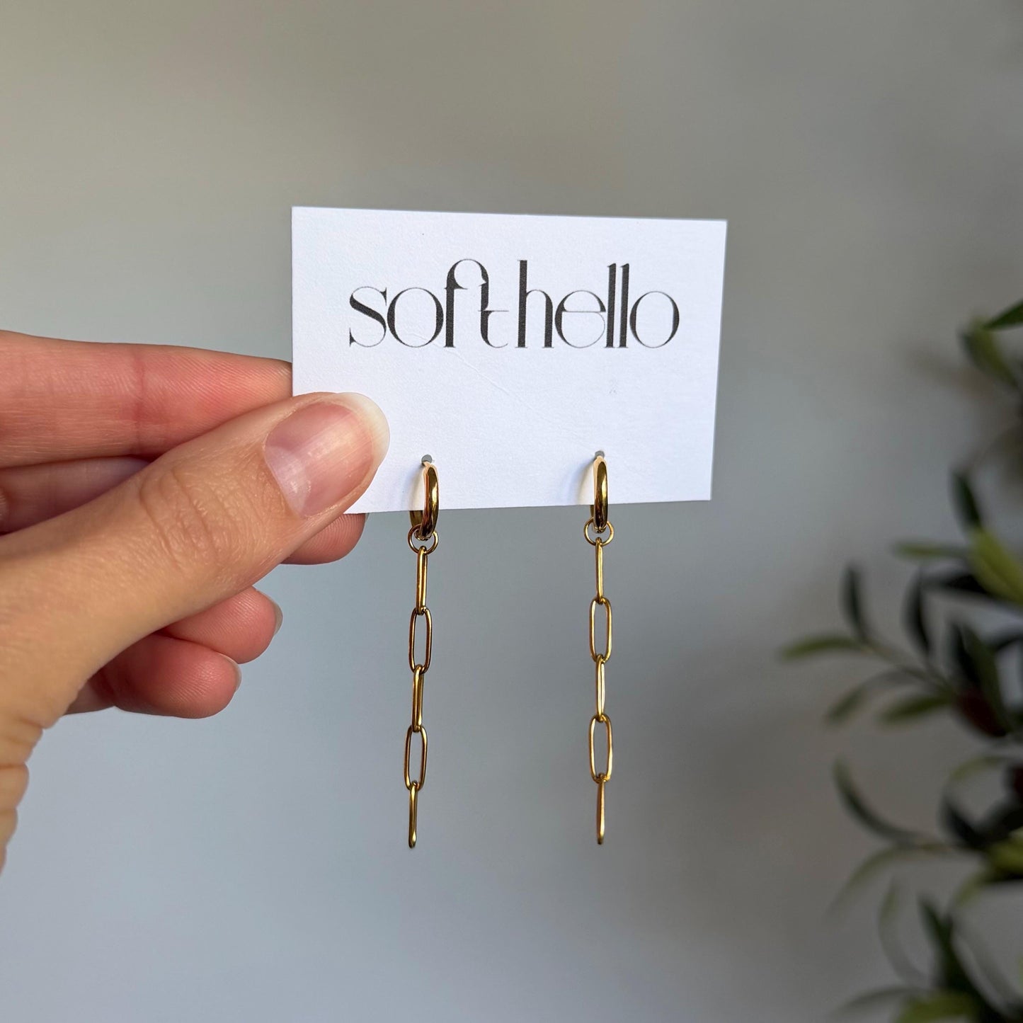 18k Gold Plated Chain Link Huggie Earrings