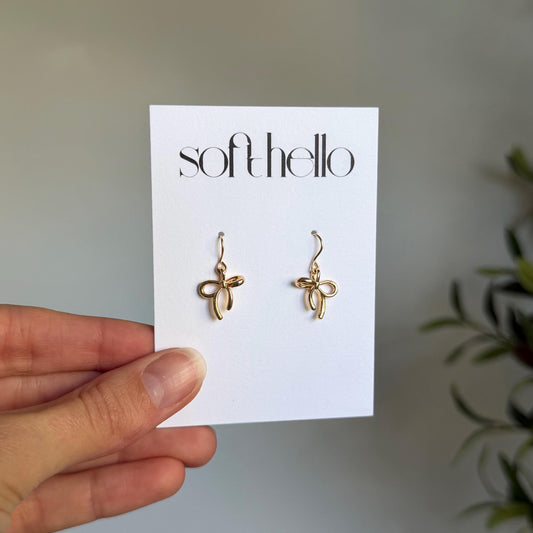18k Gold Plated Simple Bow Earrings