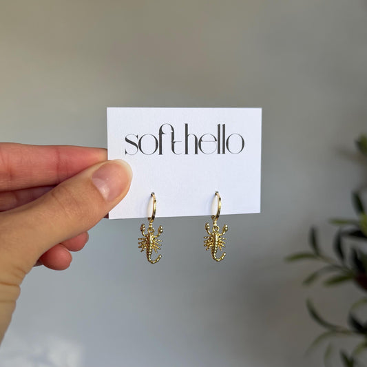 18k Gold Plated Scorpion Huggie Earrings