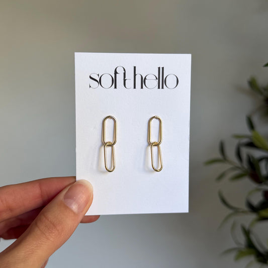 18k Gold Plated Chain Link Stud Earrings