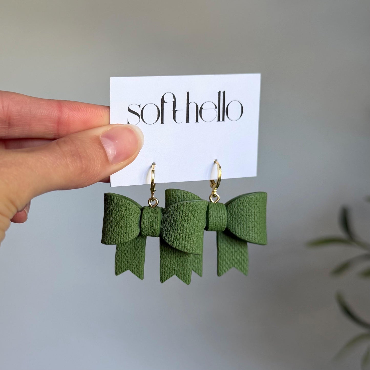 Linen Bows | Polymer Clay Earrings