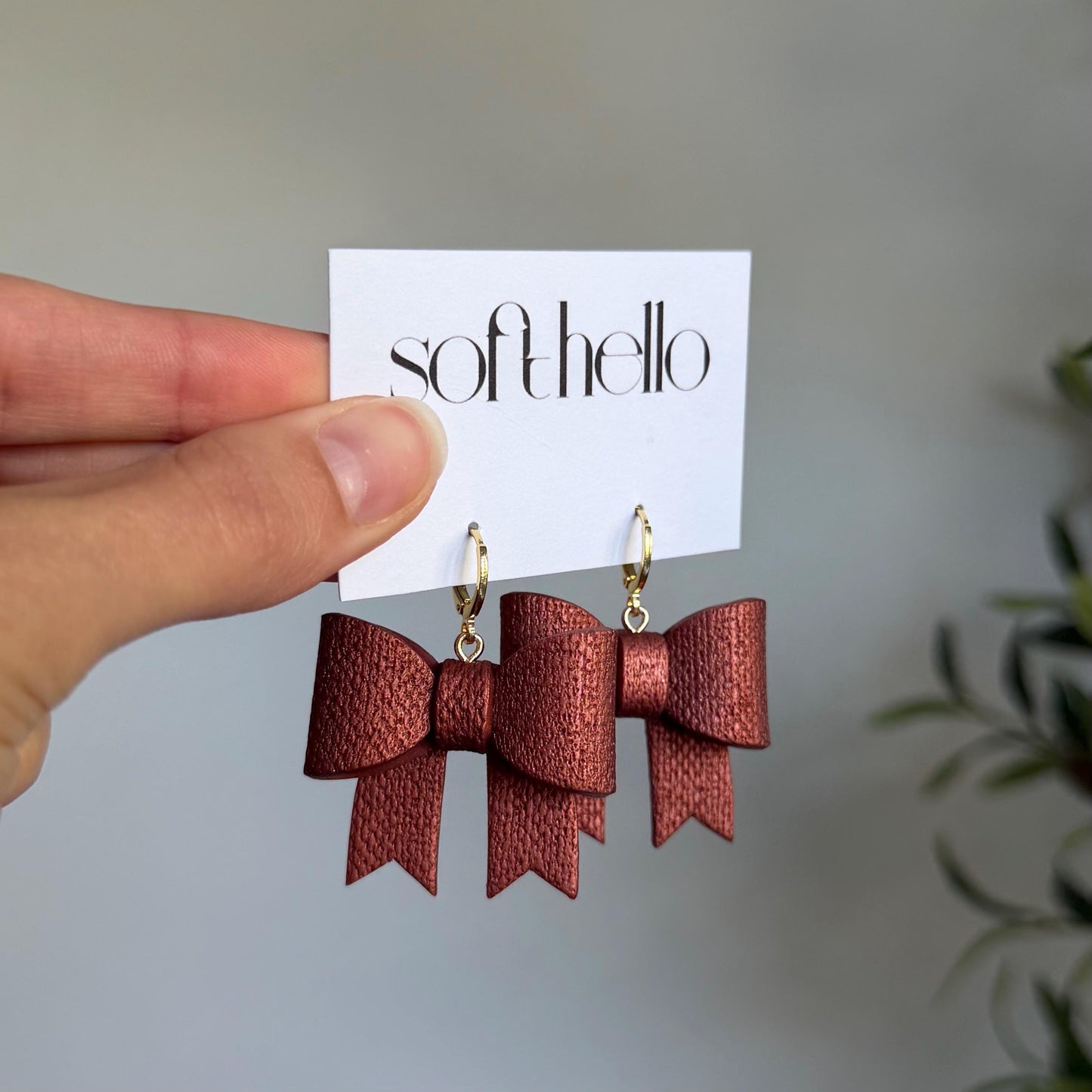 Linen Bows | Polymer Clay Earrings
