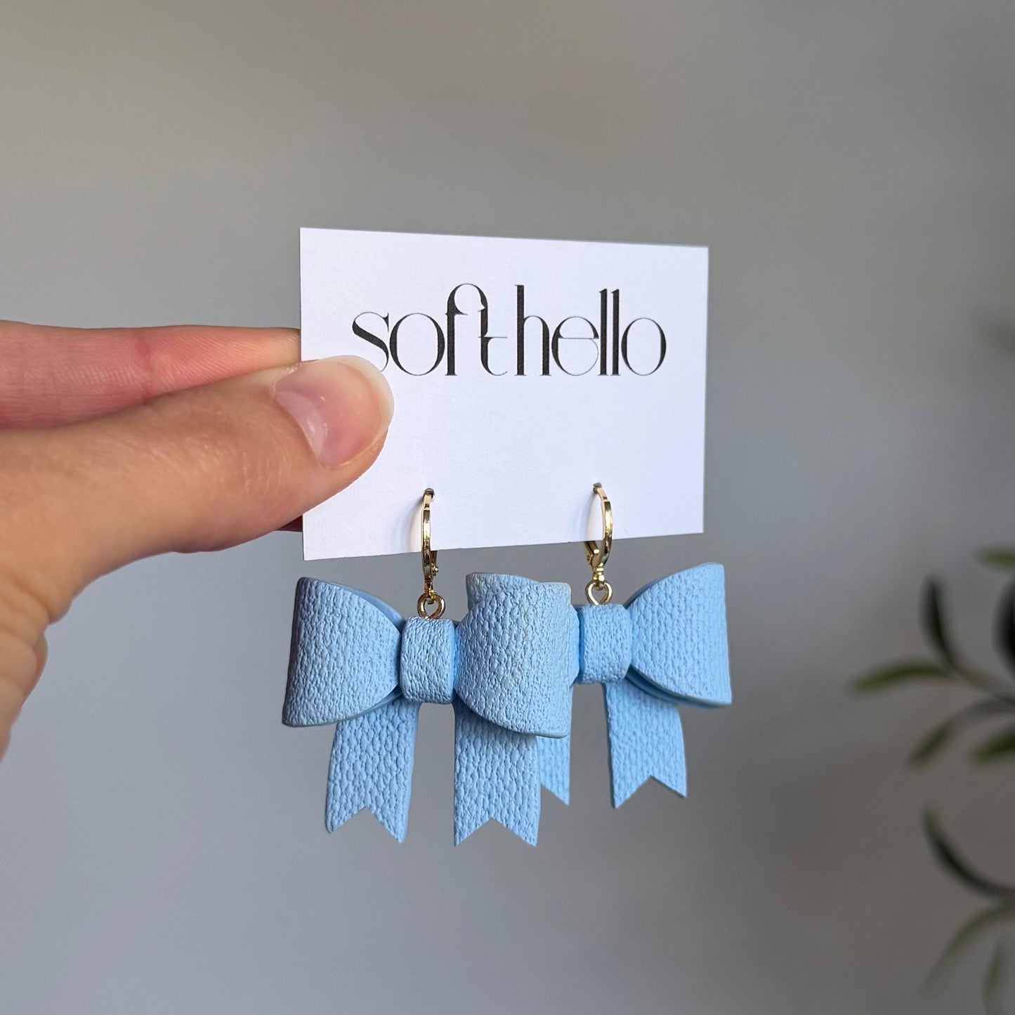 Linen Bows | Polymer Clay Earrings