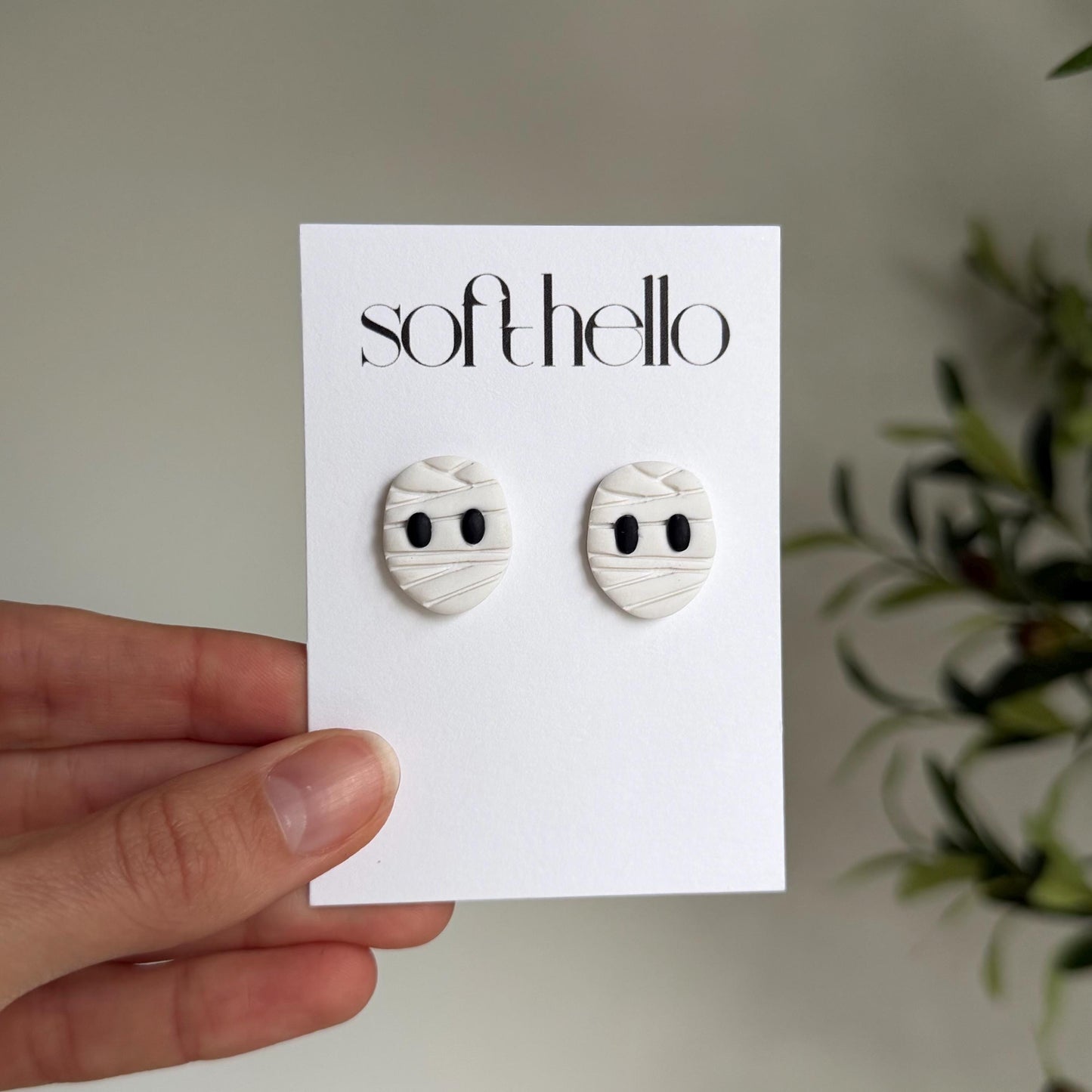 Mummy Studs | Polymer Clay Earrings