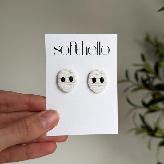 Mummy Studs | Polymer Clay Earrings