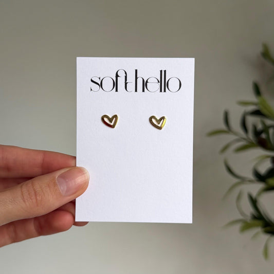 18k Gold Plated Heart Stud Earrings