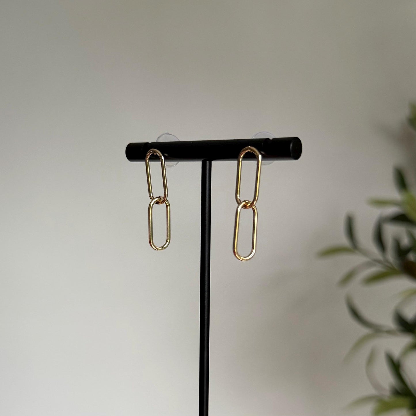 18k Gold Plated Chain Link Stud Earrings