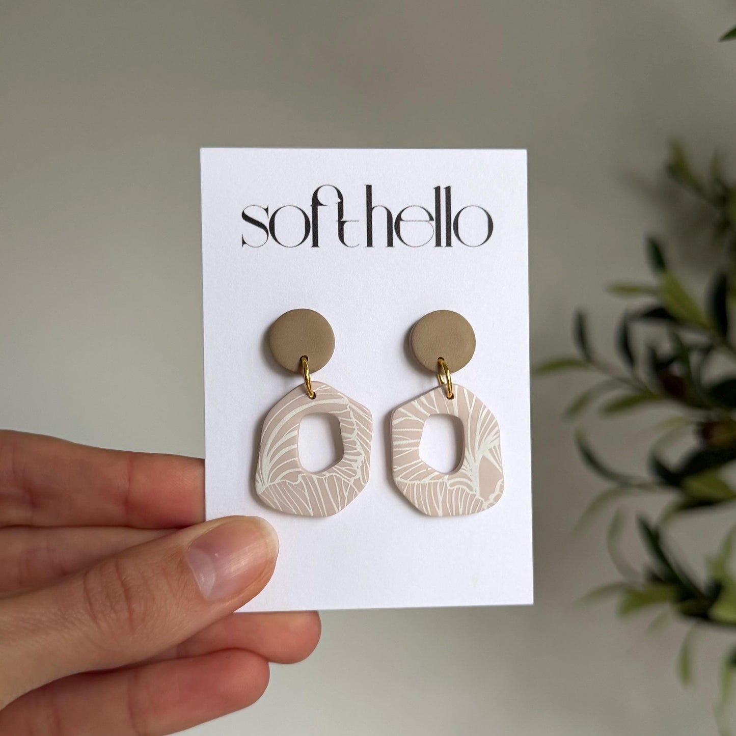 Beige Palm | Polymer Clay Earrings
