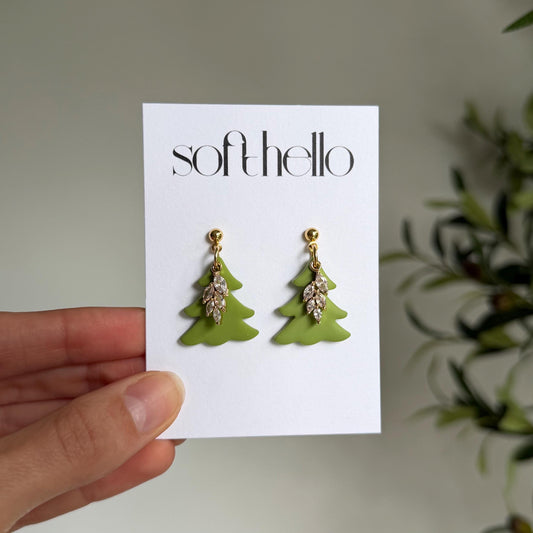 Elegant Christmas Trees | Polymer Clay Earrings