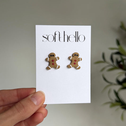 Gingerbread Studs | Polymer Clay Earrings