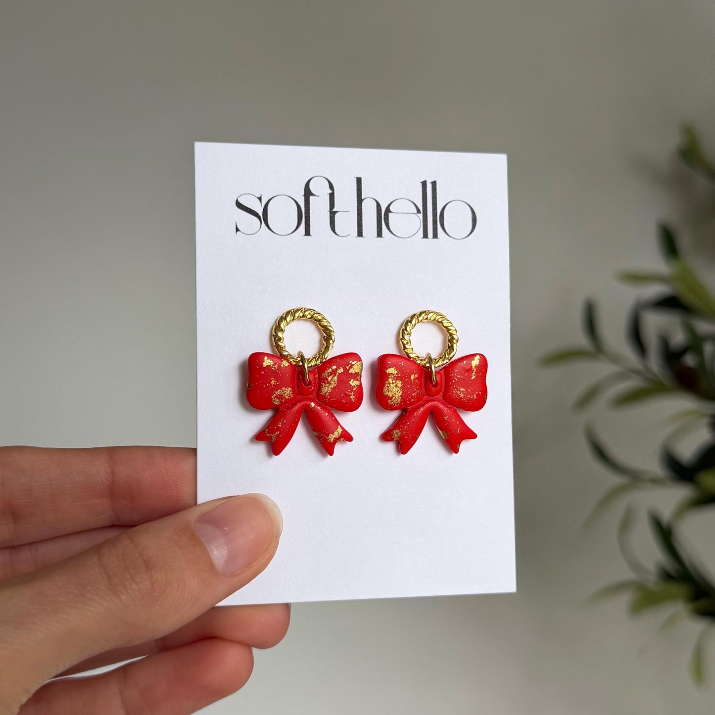 Holiday Bows | Polymer Clay Earrings