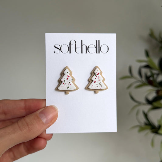 Holiday Tree Cookie Studs | Polymer Clay Earrings