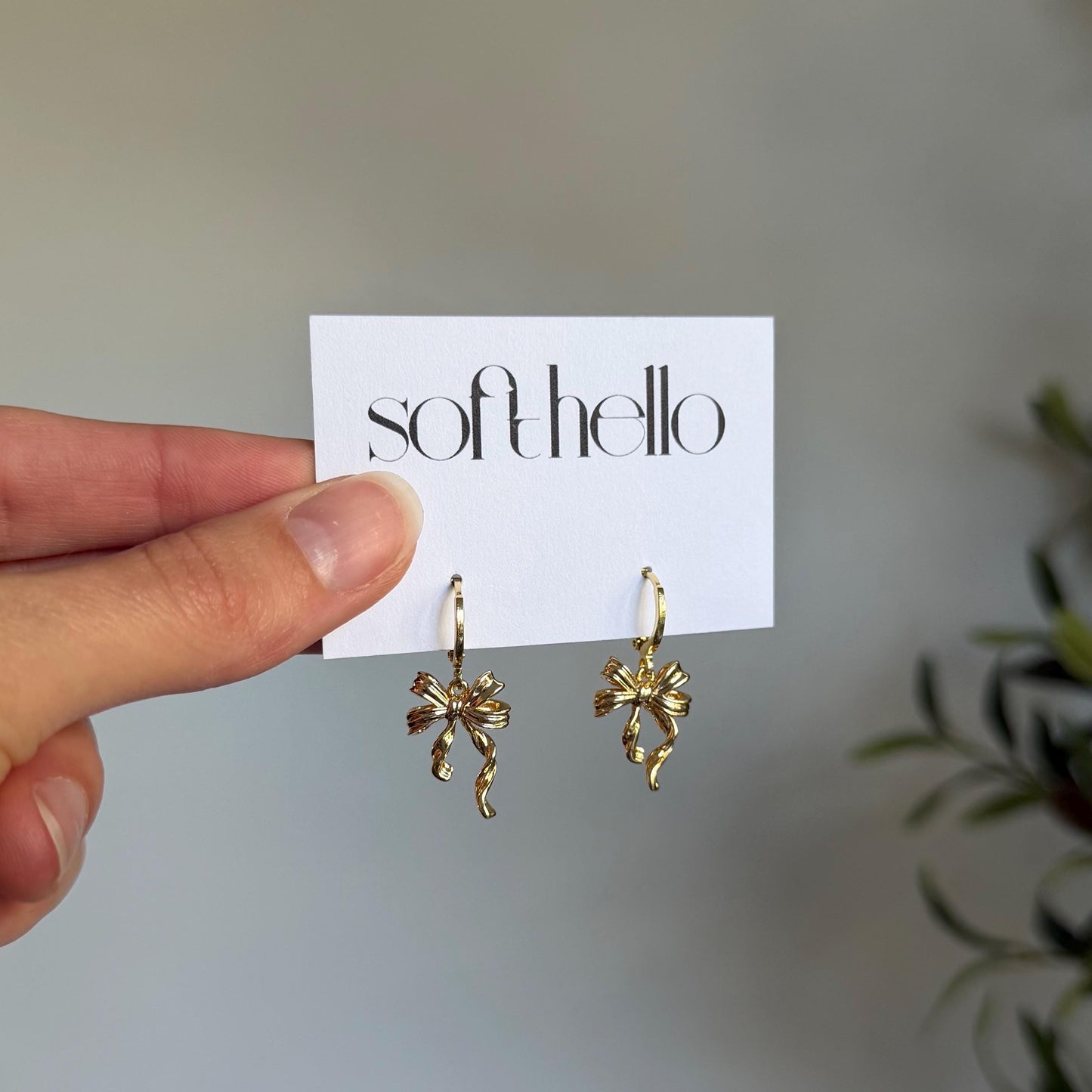 18k Gold Plated Twisted Bow Huggie Earrings
