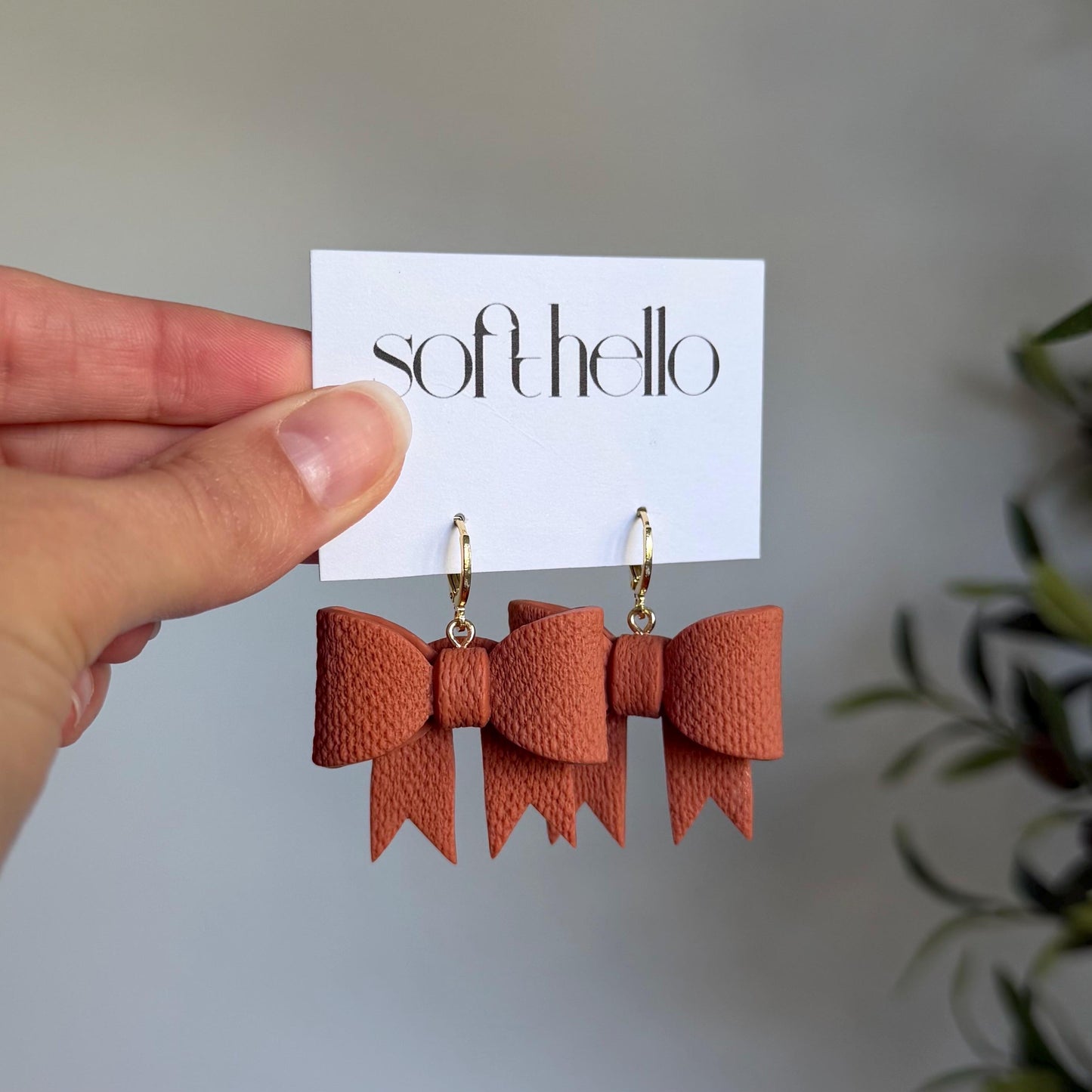 Linen Bows | Polymer Clay Earrings