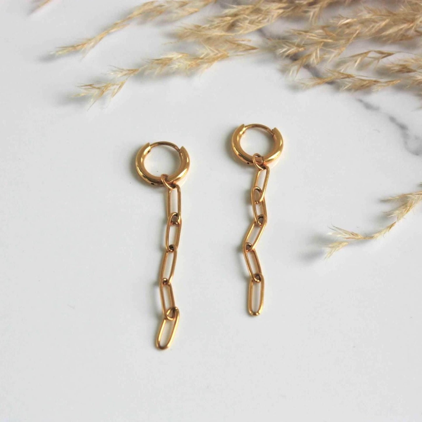 18k Gold Plated Chain Link Huggie Earrings