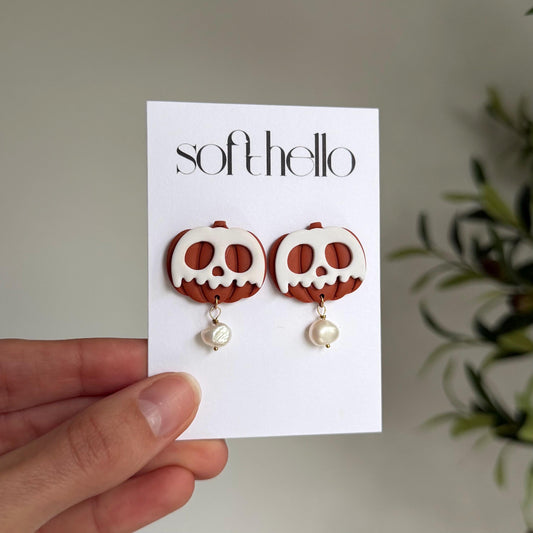 Pumpkin Skulls | Polymer Clay Earrings